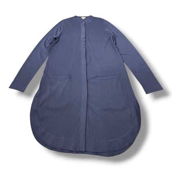 J.Jill Cardigan Blue Button Pocket Knit Long Sweater Cardigan Women’s Sz MT - Picture 1 of 12